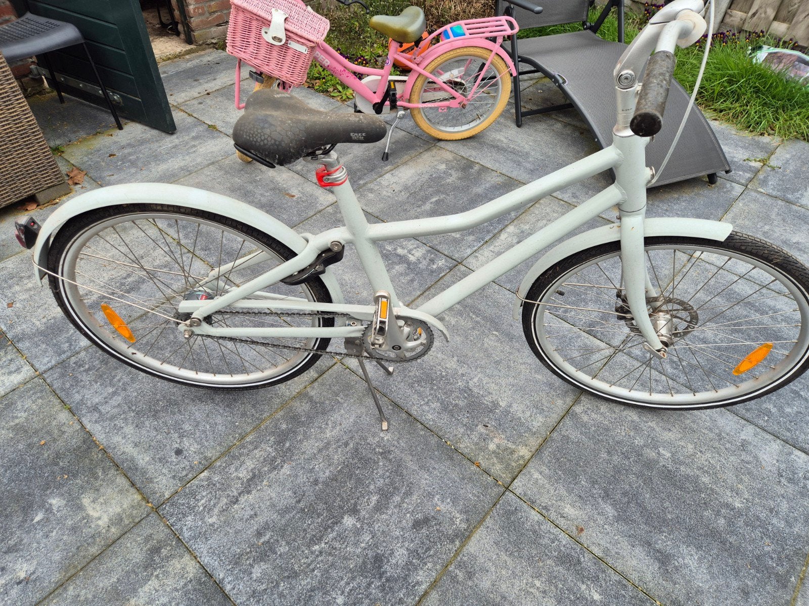 Lichtgrijze kinderfiets met schijfrem, Overige merken, Gebruikt, Ophalen of Verzenden, Minder dan 47 cm