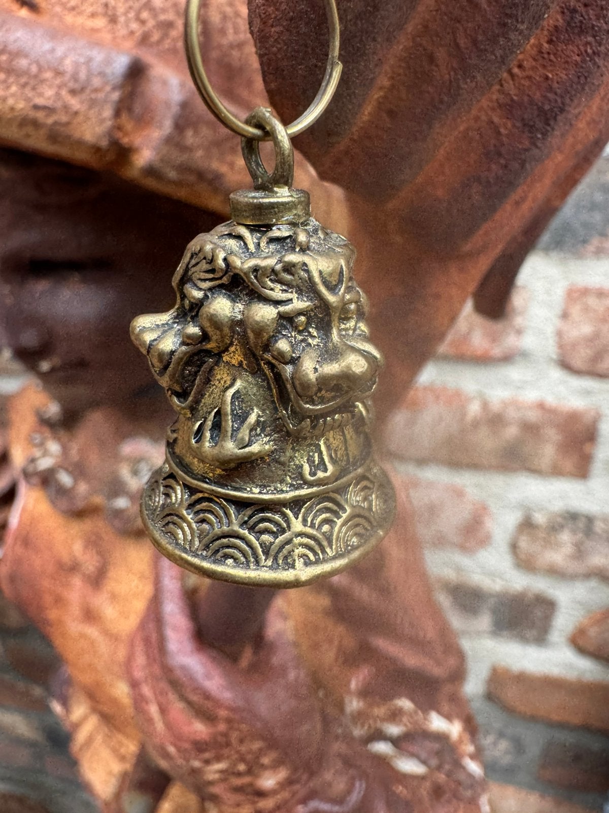 Vintage Messing leeuw Bel Sleutelhanger-motorhanger, Ophalen of Verzenden
