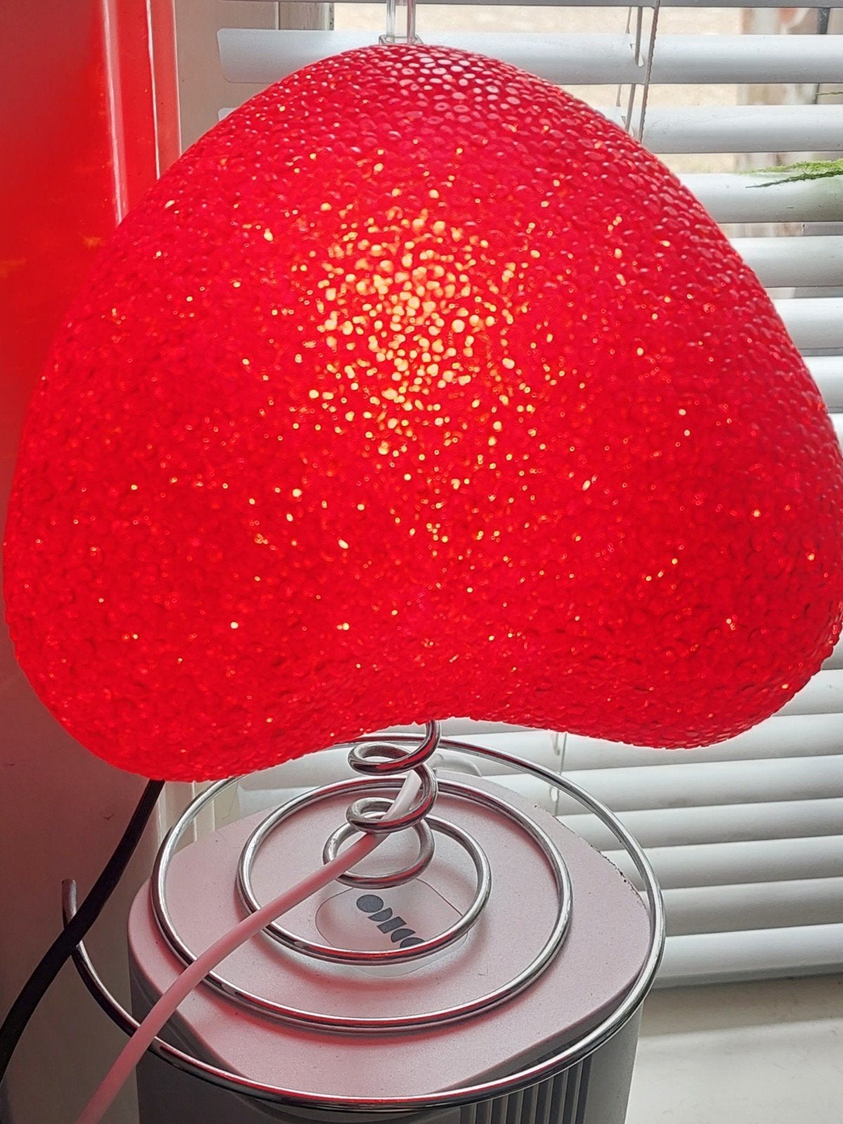 Unieke Vintage Ikea Rode Hartvormige Tafellamp - Sfeerlicht, Overige merken, Met schakelaar, E14 (klein), Ophalen of Verzenden
