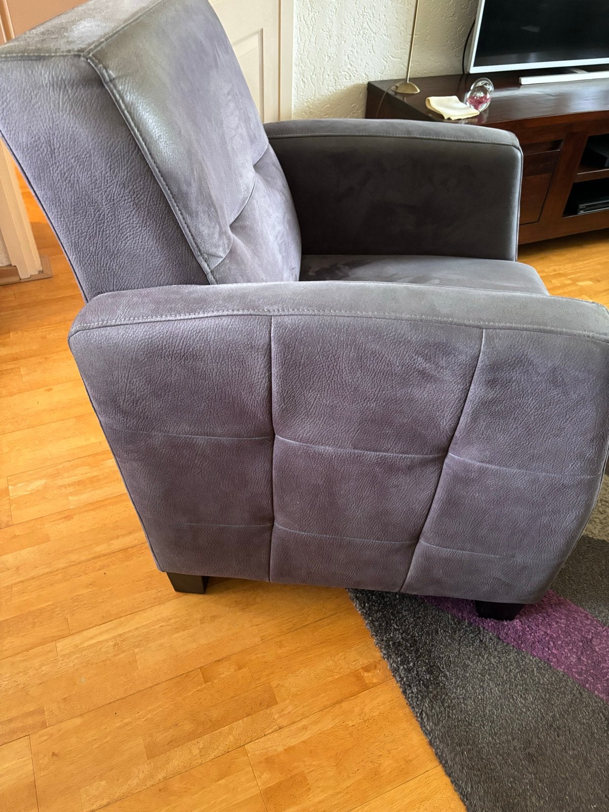 Nette grijze fauteuil zonder beschadigingen, Huis en Inrichting, Fauteuils, Ophalen, Zo goed als nieuw, Stof