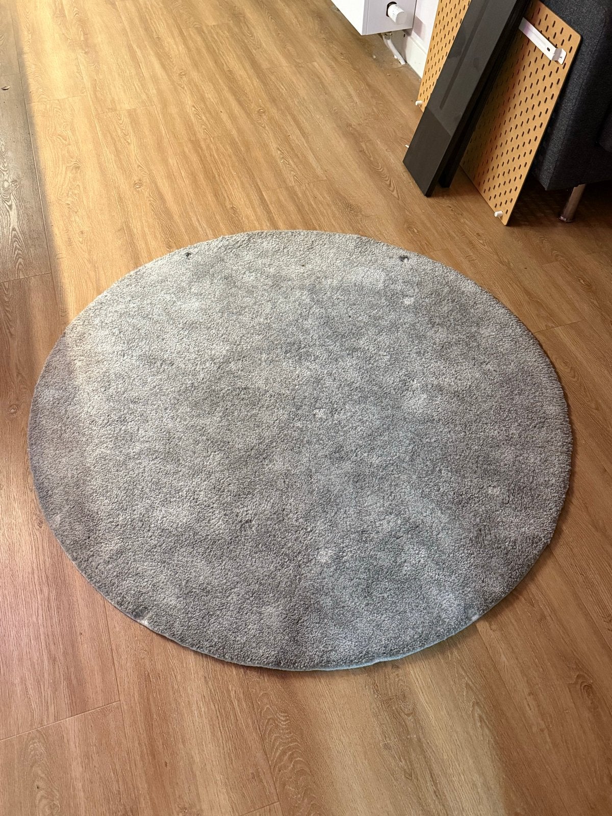 IKEA Stoense rond vloerkleed, grijs, 130 cm, Ophalen, 100 tot 150 cm, Rond, Zo goed als nieuw