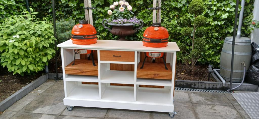 Twee splinternieuwen kamado's met buitenkeuken, Tuin en Terras, Houtskoolbarbecues, Nieuw, Ophalen of Verzenden