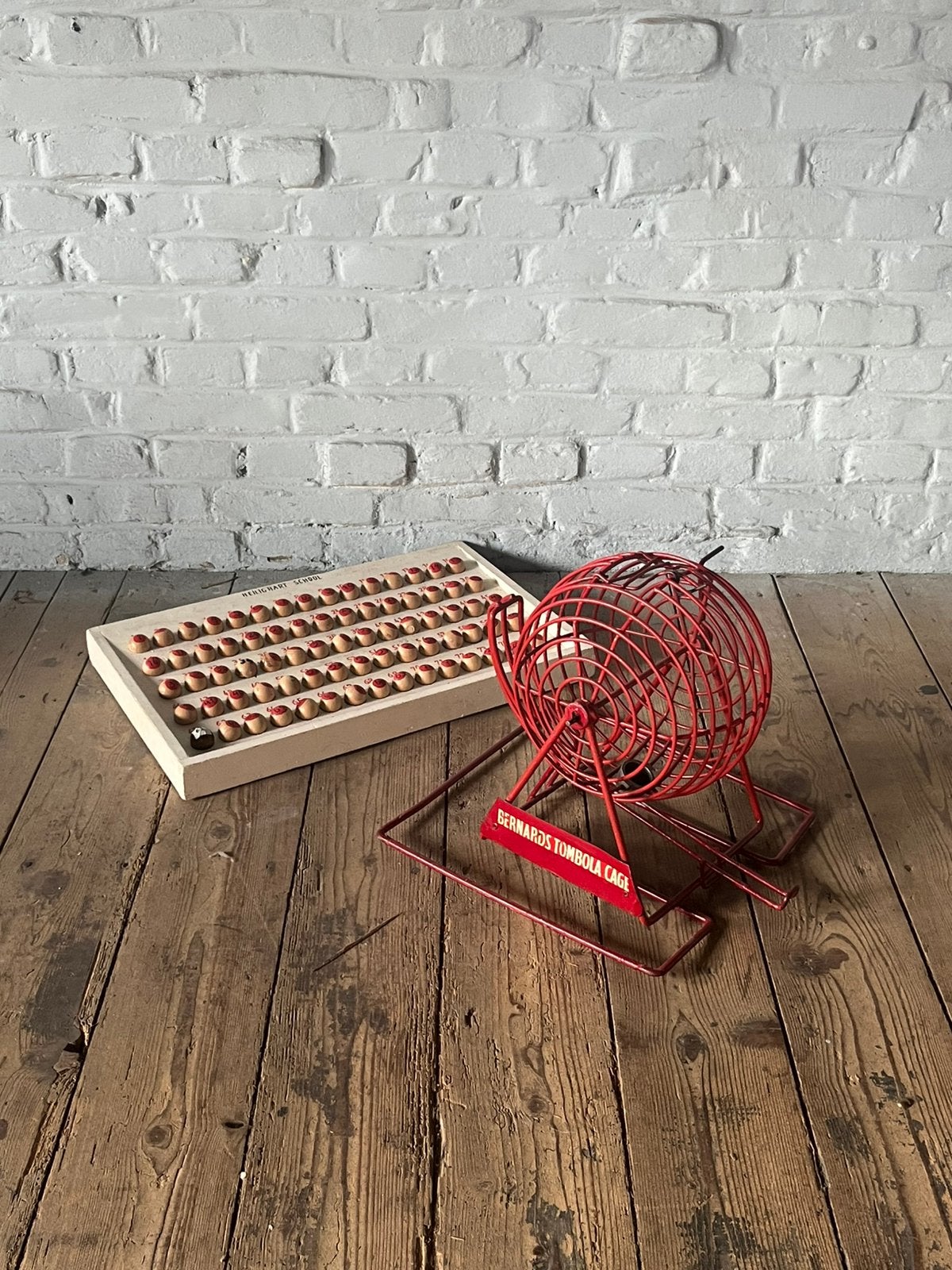 Vintage Bernards Tombola Bingo Rad met Houten Controlebord, Ophalen, A, A, A