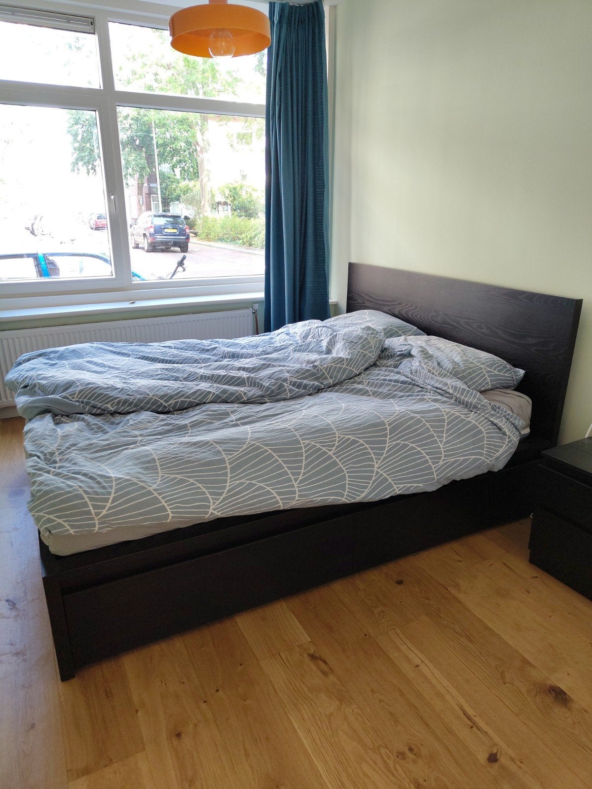 IKEA Malm tweepersoonsbed 160x200 incl matras en opberglades, Ophalen, Gebruikt, Zwart, Tweepersoons