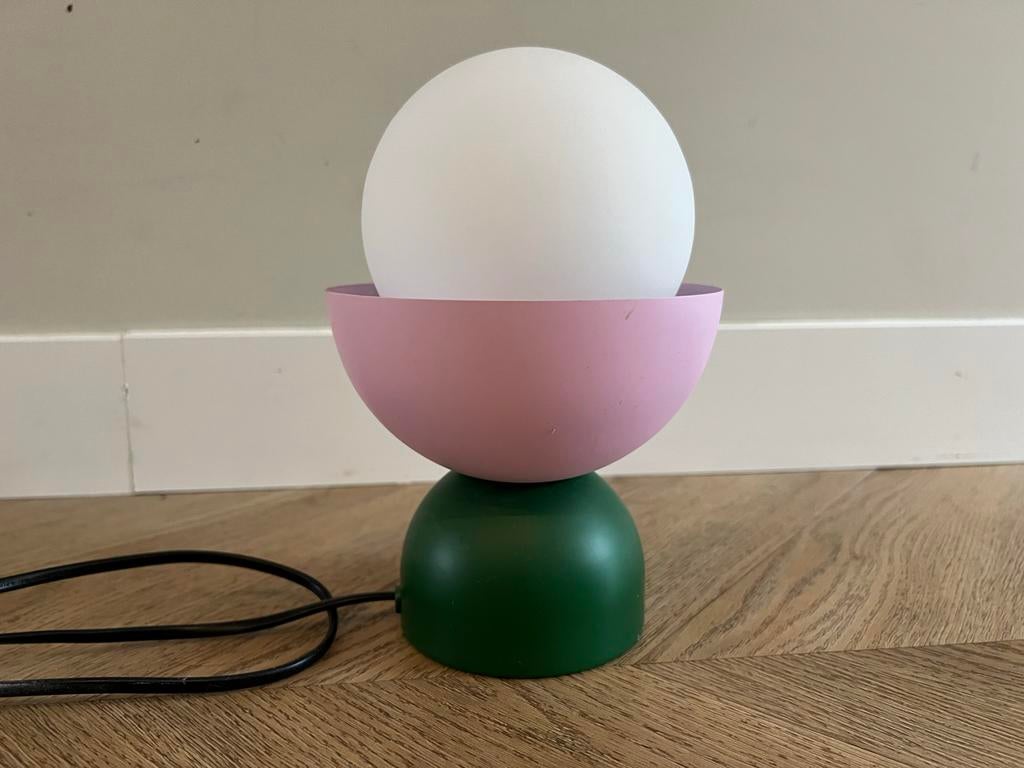 Ikea Ackja Tafellamp met Tradfri LED -  Roze/Donkergroen, Ophalen of Verzenden, Zo goed als nieuw, Metaal, Minder dan 50 cm