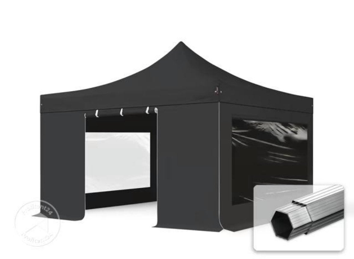 Partytent / Feesttent  te huur- Zwart (4x4 meter) omg. Breda, Opvouwbaar, Partytent, Zo goed als nieuw, 4 tot 6 meter