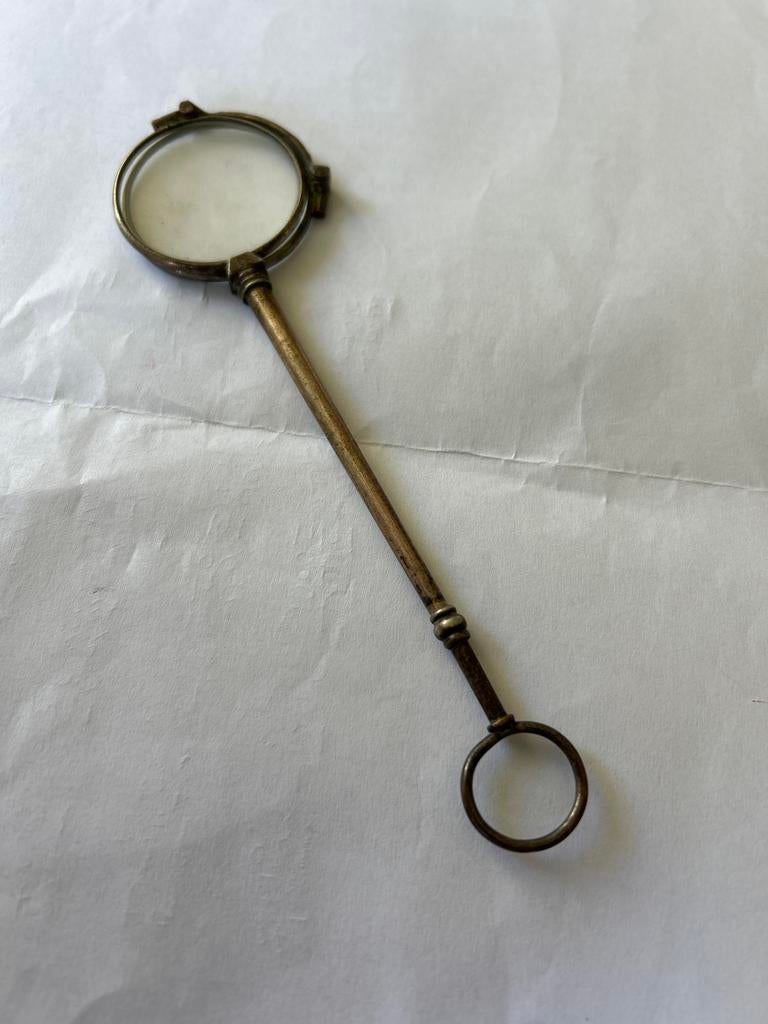 Antieke Loreet / Lorgnet - Elegante Leesbril met Handvat, Overige merken, Gebruikt, Bruin, Ophalen of Verzenden