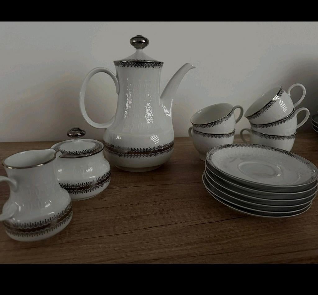 Vintage - mooie uitgebreide koffie en serviesset!, Antiek en Kunst, Ophalen of Verzenden