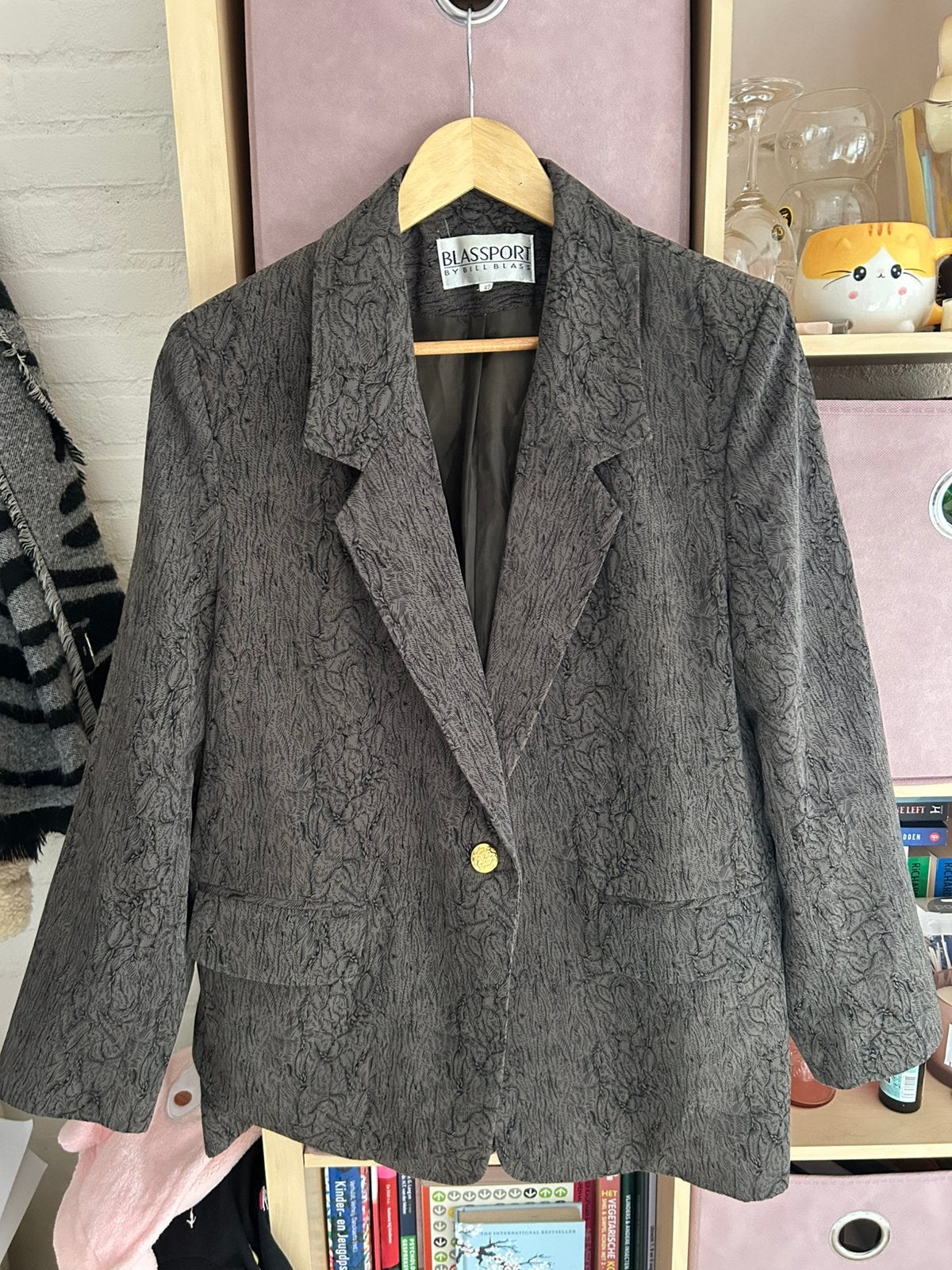 Oversized vintage Bill Blass blazer, Ophalen of Verzenden, Maat 42/44 (L), Groen