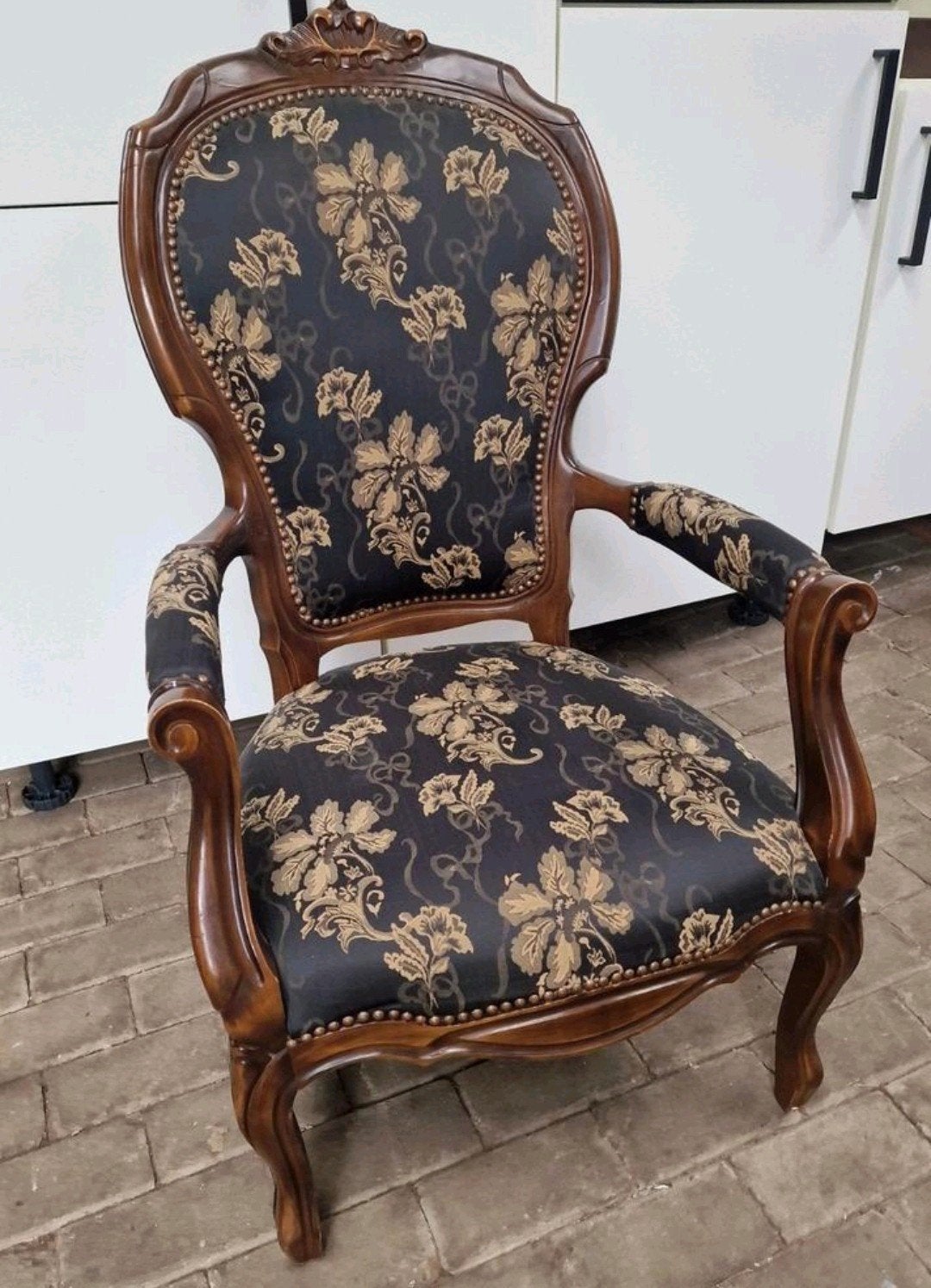 Nieuw beklede barok fauteuil armstoel, Ophalen