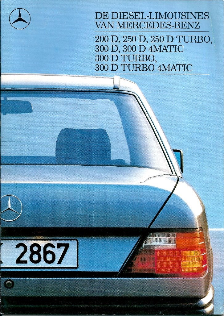 Brochure Mercedes W124 Diesel Limousines 1988, Ophalen of Verzenden, Gelezen, Mercedes