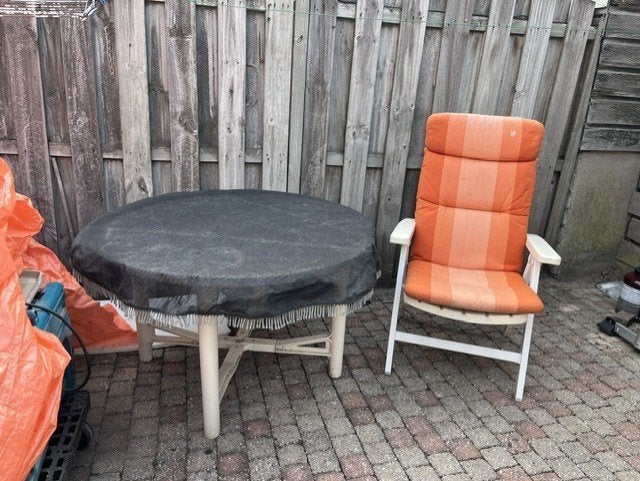 Tuinset inklapbaar tafel en stoel, Ophalen, Gebruikt, Overige materialen, Eettafel
