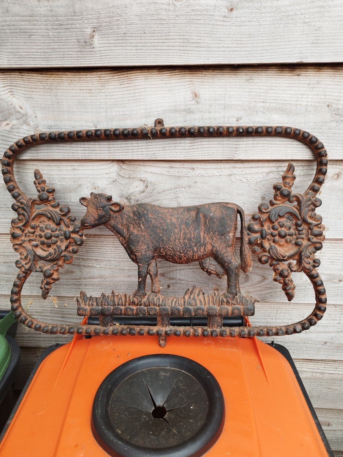 Antiek gietijzeren koeienbord - decoratief wandornament, Ophalen of Verzenden
