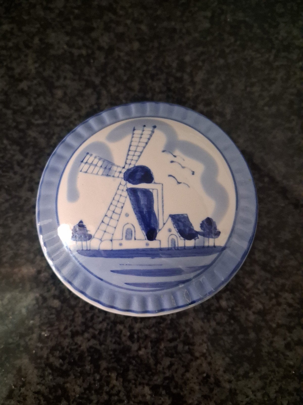 Delfts Blauw Doosje met Molen Decoratie, Ophalen of Verzenden