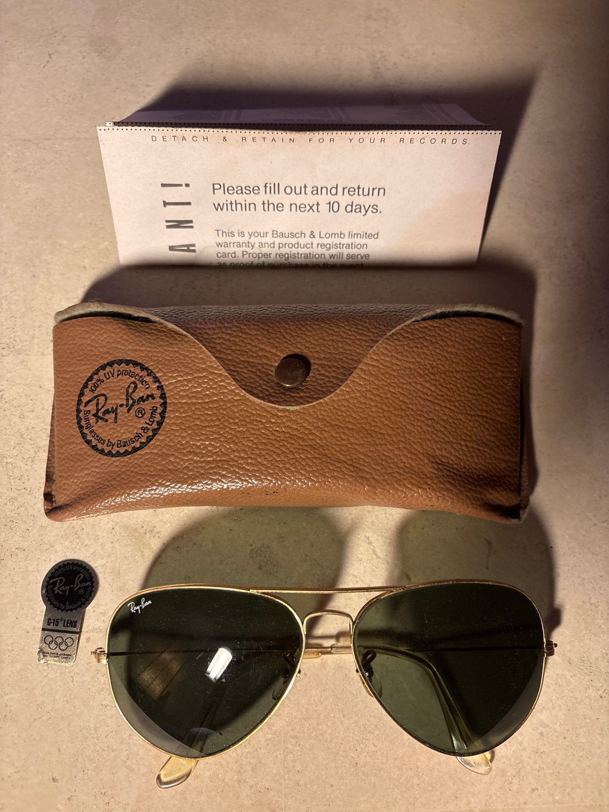 Vintage Ray-Ban Aviator echt glas. Ca 60jr Zo goed als nieuw, Zonnebril, Ophalen of Verzenden, Zo goed als nieuw, Ray-Ban