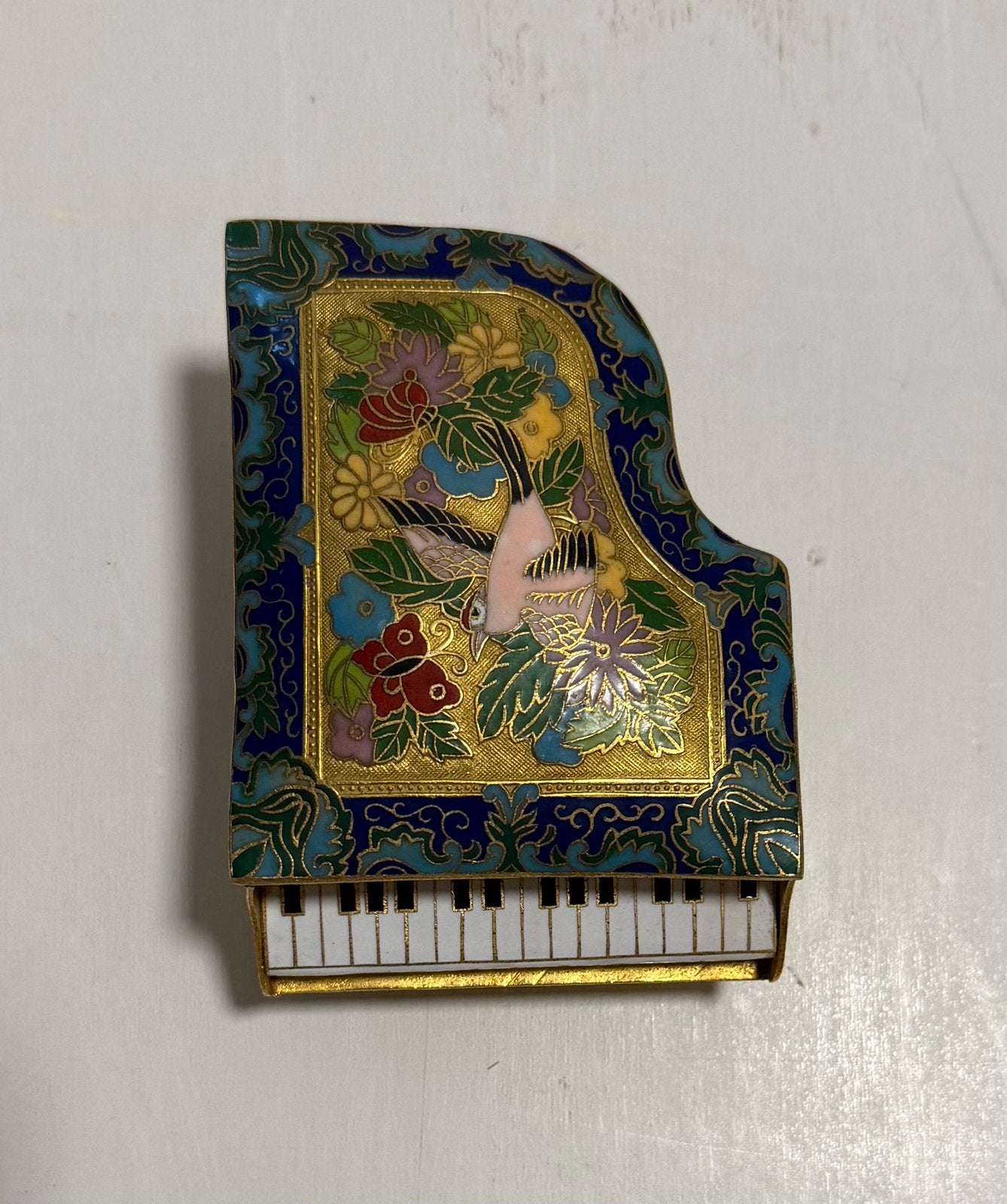 Vintage Chinese Cloisonné miniature piano trinket box 10x8x5, Ophalen of Verzenden, Overige materialen