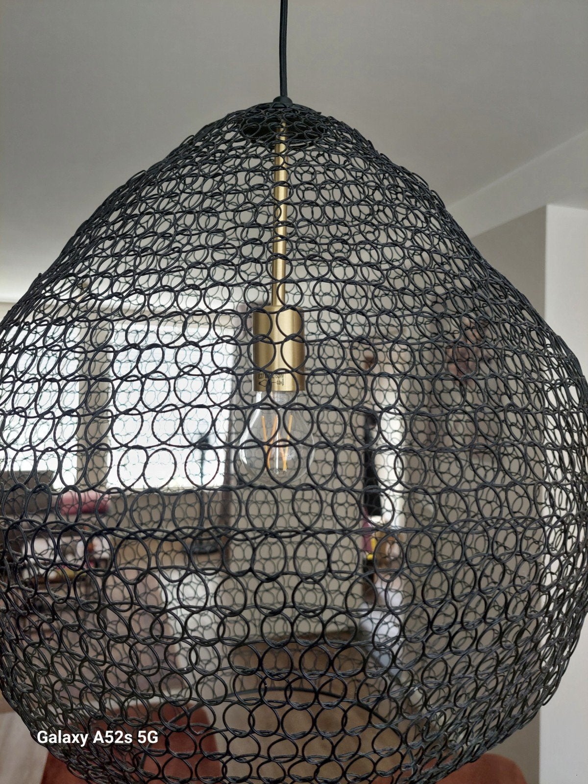 Zwarte draadlamp Leenbakker - 55 cm hoog, 45 cm breed, Huis en Inrichting, Lampen | Hanglampen, Ophalen, Gebruikt, Metaal, 50 tot 75 cm