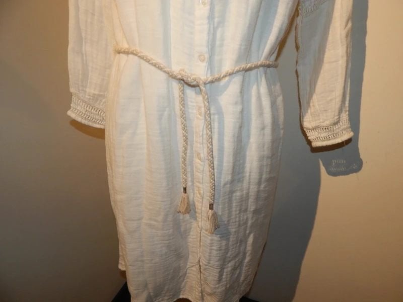 Antik Batik leuke ibiza styl jurk gehaakte delen koort 38, Kleding | Dames, Jurken, Maat 38/40 (M), Verzenden, Wit, Zo goed als nieuw