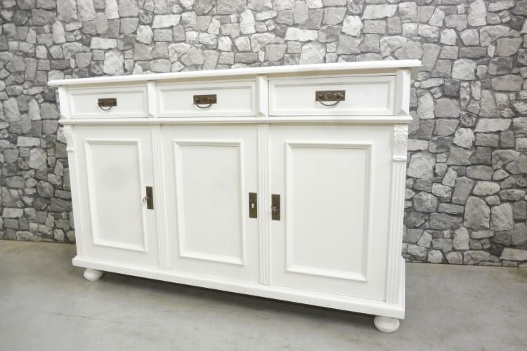 Dressoir van grenen hout wit landelijk, Huis en Inrichting, Kasten | Ladekasten, 100 tot 150 cm, Ophalen of Verzenden, 3 of 4 laden