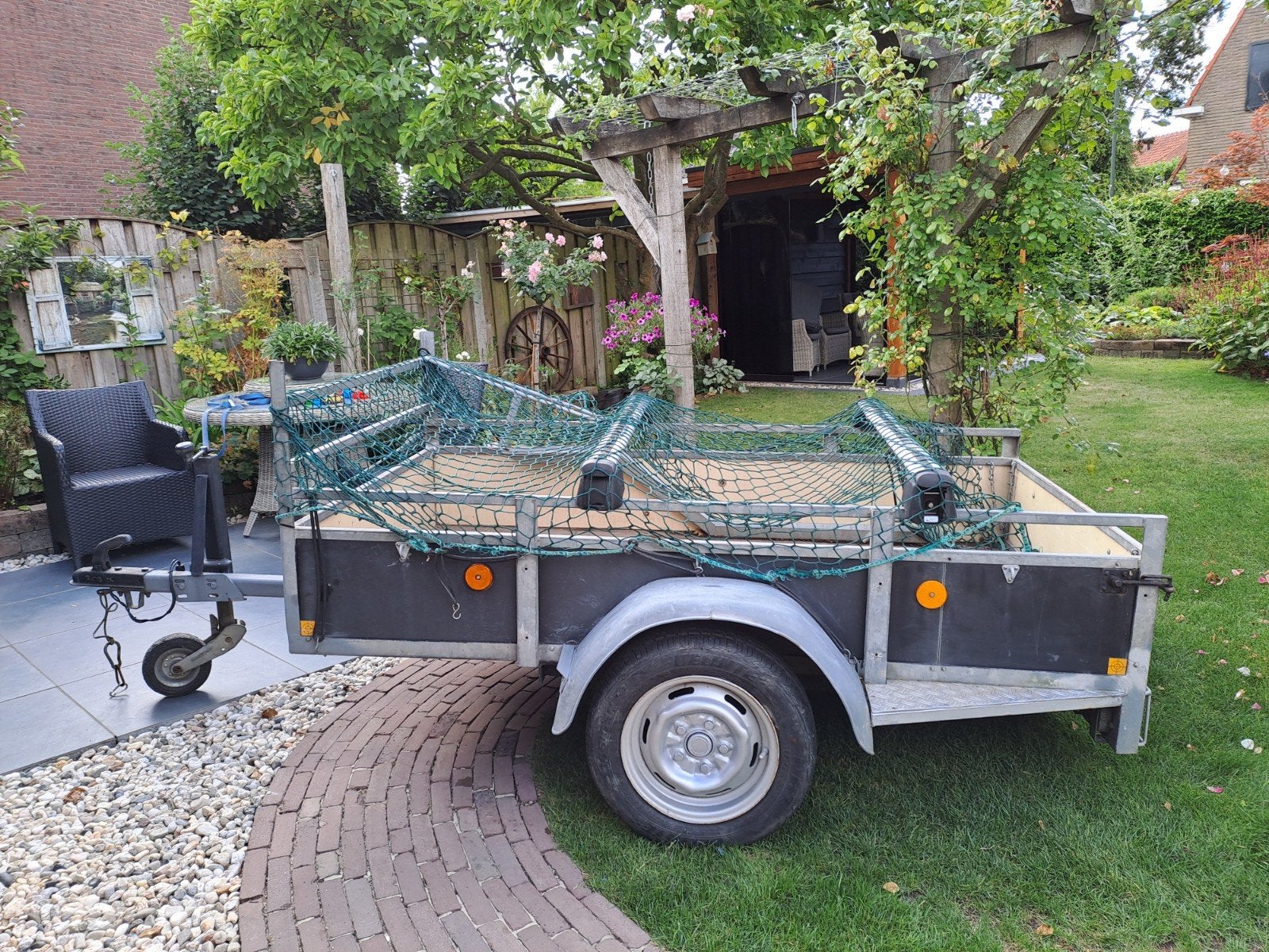 enkelas aanhangwagen, Ophalen, Gebruikt