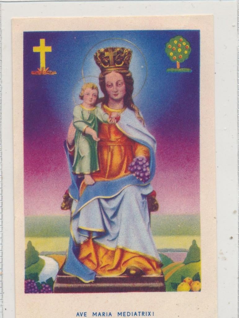 Mooi devotieprentje Maria Mediatrix, Verzenden, Zo goed als nieuw, Kaart of Prent, Christendom | Katholiek