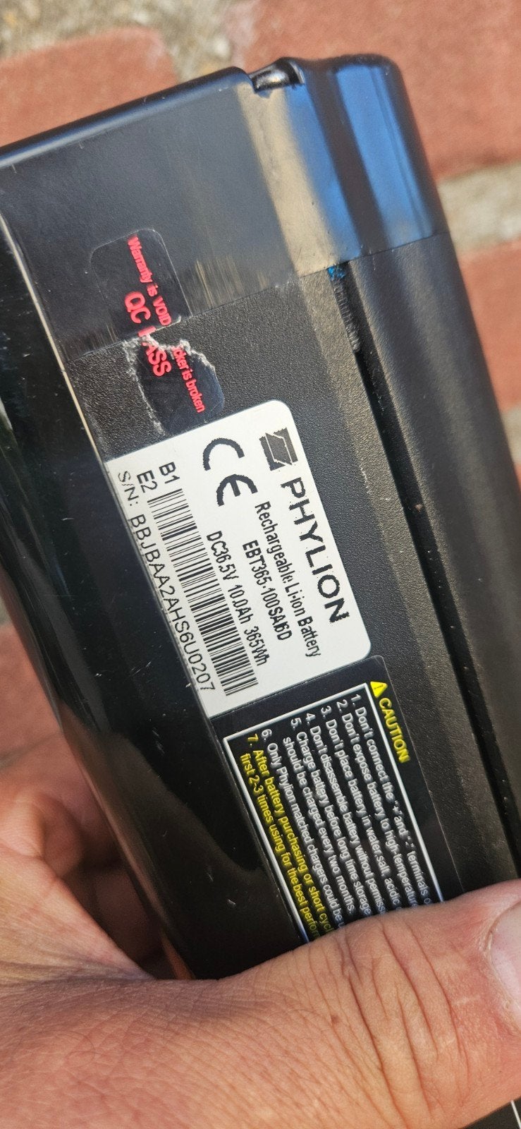 Phylion E-bike accu 36V 10Ah 365Wh, Gebruikt