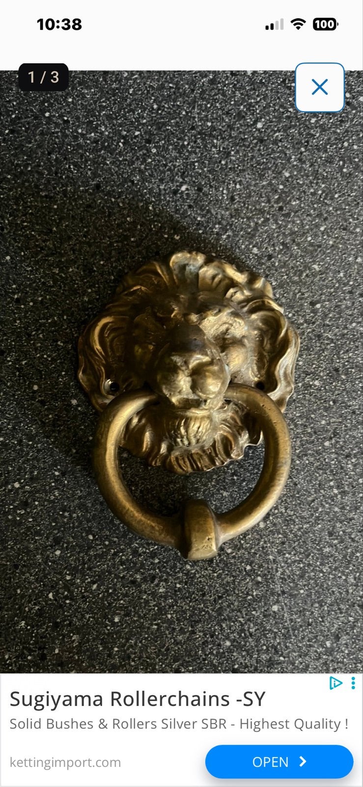 Antieke bronzen leeuwenkop deurklopper, Ophalen of Verzenden