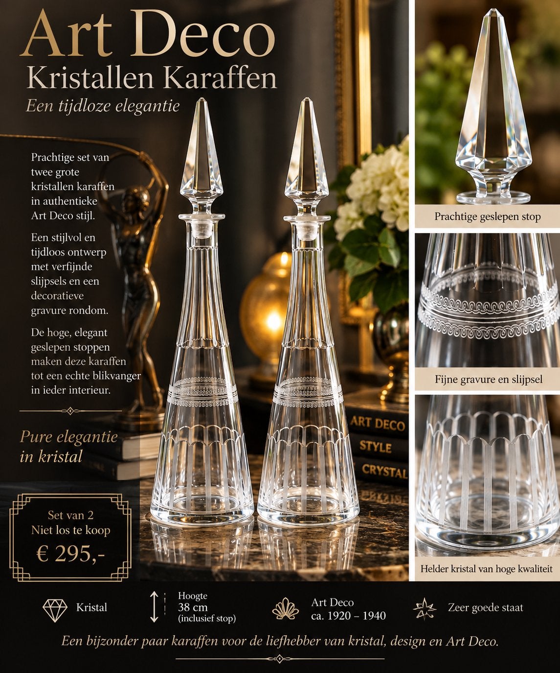 Beeld schone ART DECO KARAFFEN, Ophalen