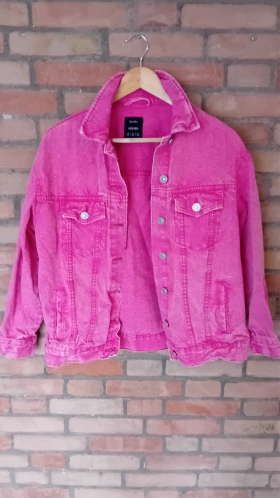 Roze Bershka Spijkerjasje - Maat XS, Zo goed als nieuw, Roze, Maat 34 (XS) of kleiner, Bershka