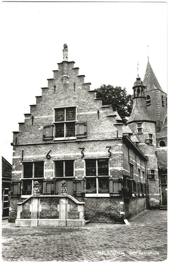 Halsteren (nb), gemeentehuis, gelopen, uitgave w. Jansen, Verzenden, 1940 tot 1960, Gelopen, Noord-Brabant