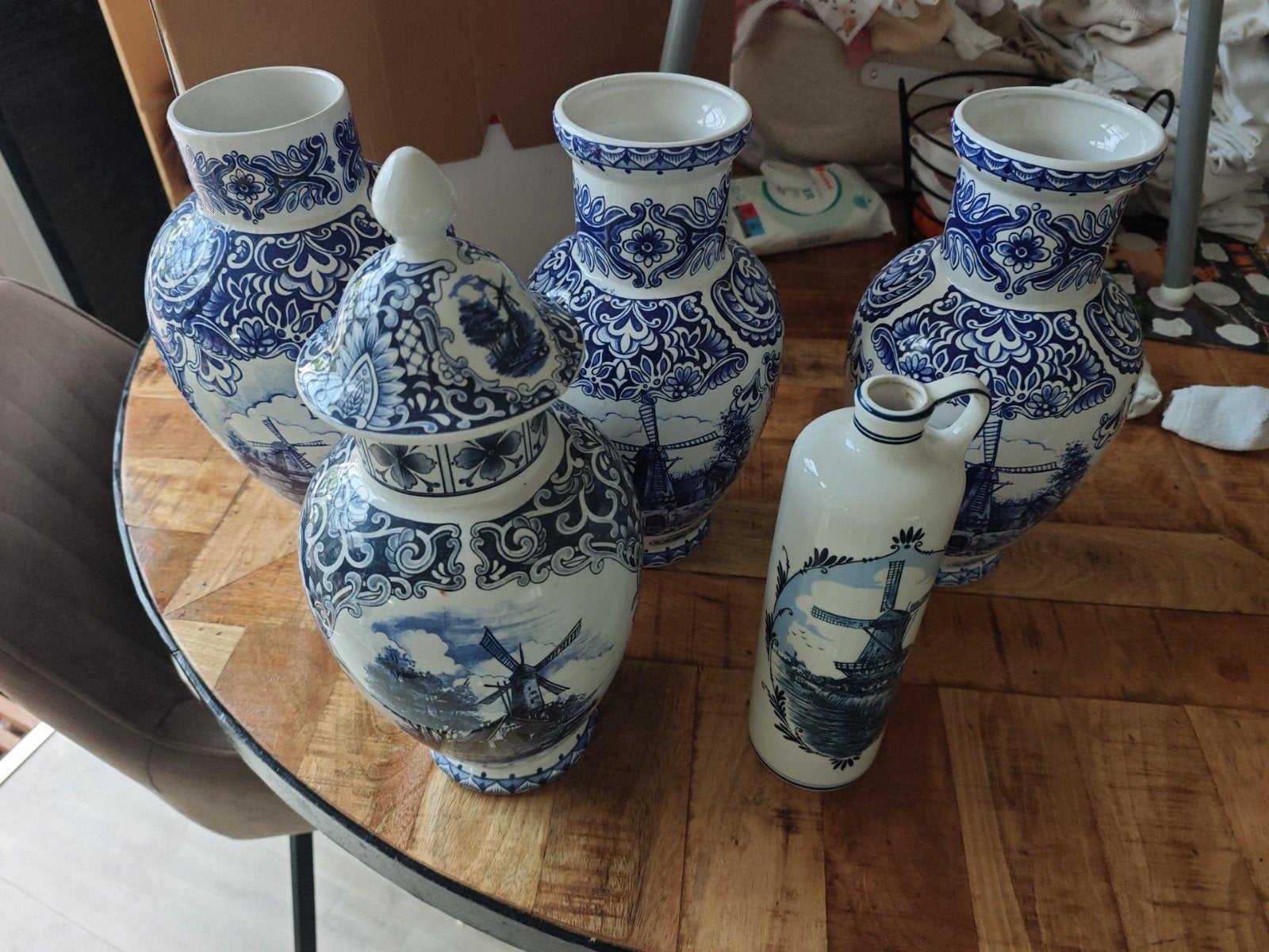 Prachtig Delfts Blauw Vazen Set, Antiek en Kunst, Ophalen of Verzenden