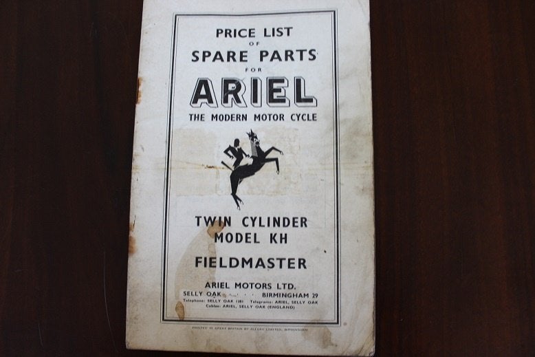 Ariel KH twin 1956 Fieldmaster motorcycle parts list, Ophalen of Verzenden, Overige merken