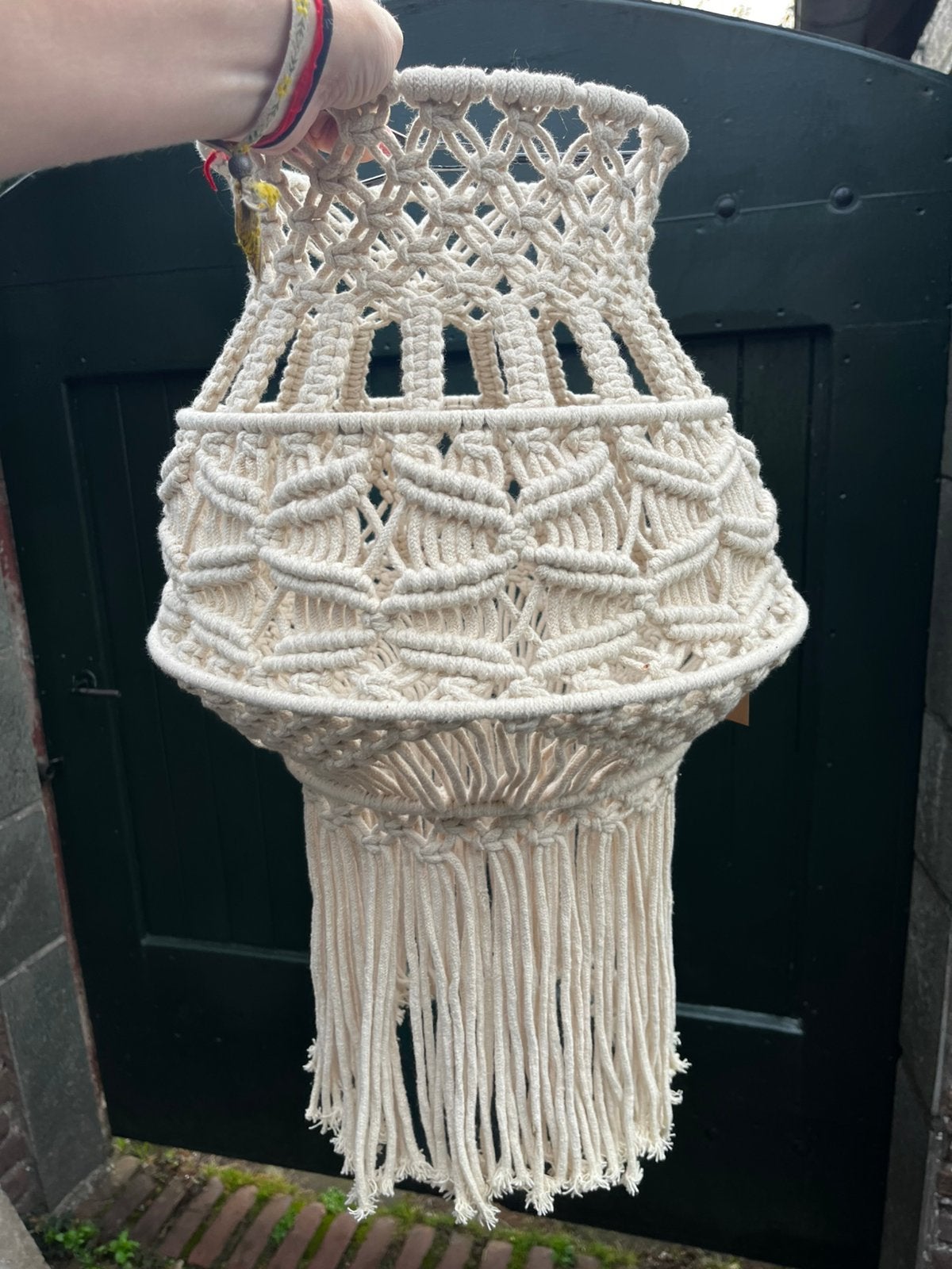 Macrame hanglamp, Ophalen of Verzenden, Zo goed als nieuw, Rond