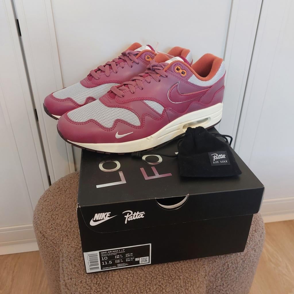 Air max 1 Patta waves Rush Maroon with bracelet maat 44, Overige kleuren, Nike, Nieuw, Ophalen of Verzenden