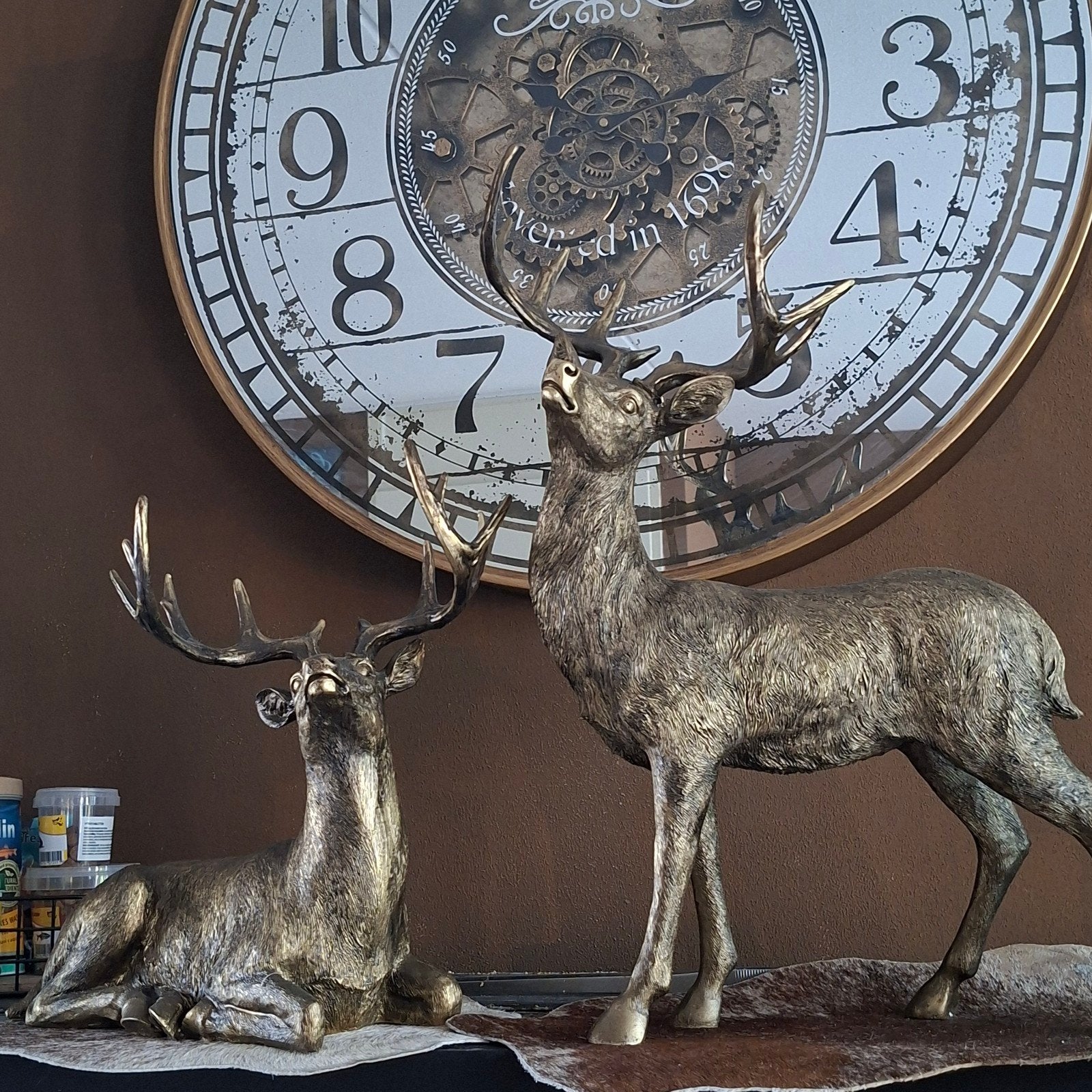 prachtige antiek gouden herten beelden nieuw in doos kerst, Ophalen, Nieuw, Dier