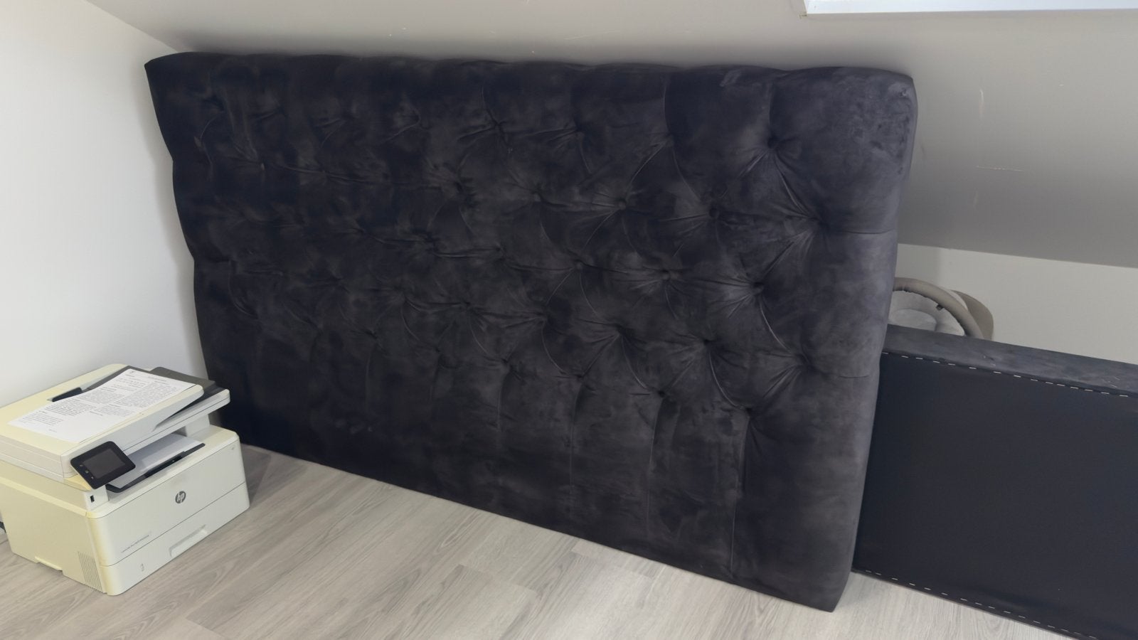 Hoofdbord fluweel 160cm breed, zgan, Huis en Inrichting, Ophalen, Zwart, Tweepersoons, Zo goed als nieuw