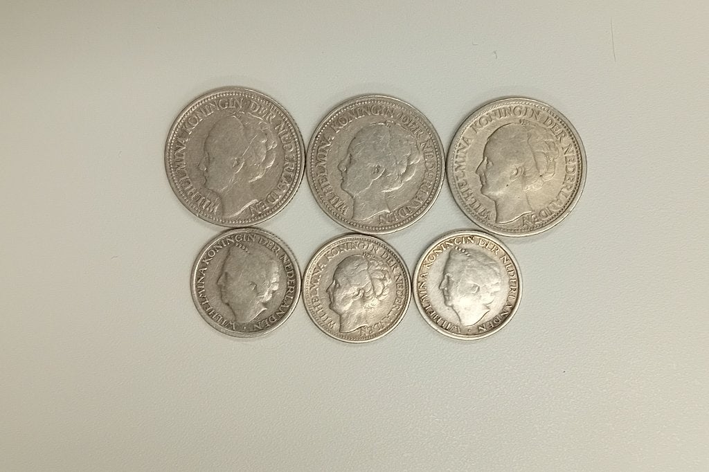 Lot Antilliaanse munten, Setje, Zilver, Koningin Wilhelmina, Overige waardes