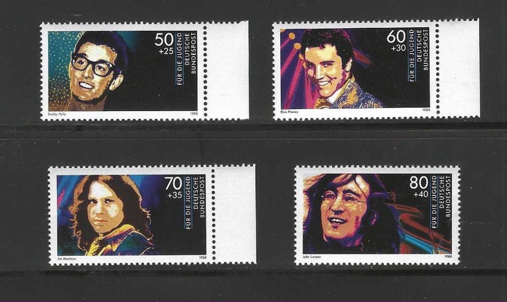Duitsland 1360-1363 Pop muziek Holly Elvis e.a jaar 1988 PF, Postzegels en Munten, Postzegels | Thematische zegels, Verzenden