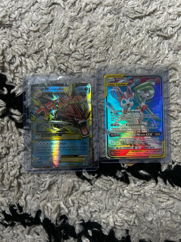 Pokémon Kaarten: Mega Gyarados EX & Gardevoir Sylveon GX, Hobby en Vrije tijd, Verzamelkaartspellen | Pokémon, Zo goed als nieuw
