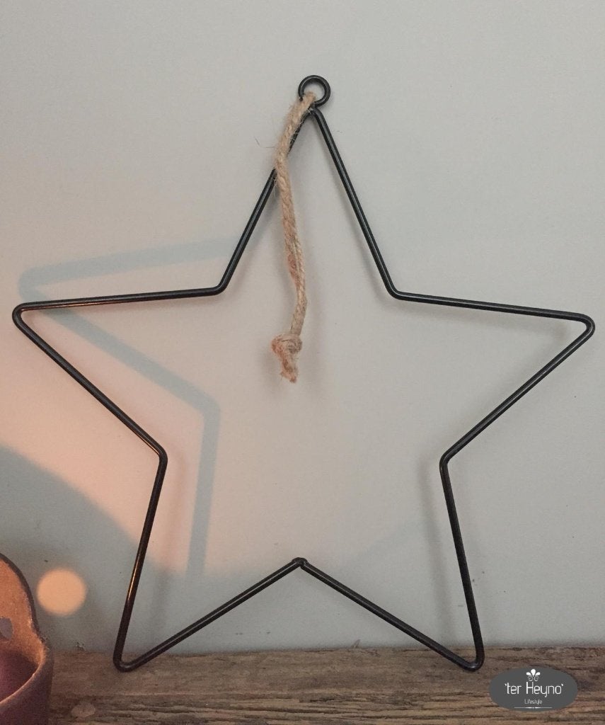 Metalen zwarte ster 28 40 50 cm kerst zwart stoer sober, Verzenden, Nieuw, Zwart, Metaal