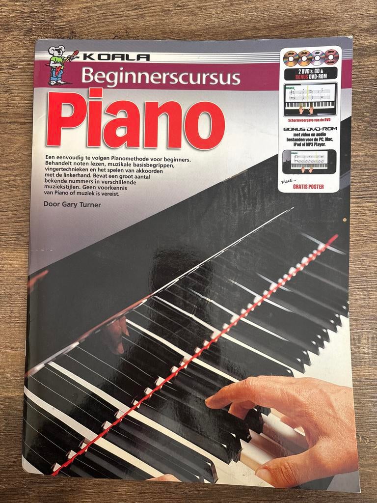 Koala Beginnerscursus Piano met 2 DVD's, Ophalen of Verzenden, Gelezen, Overige niveaus