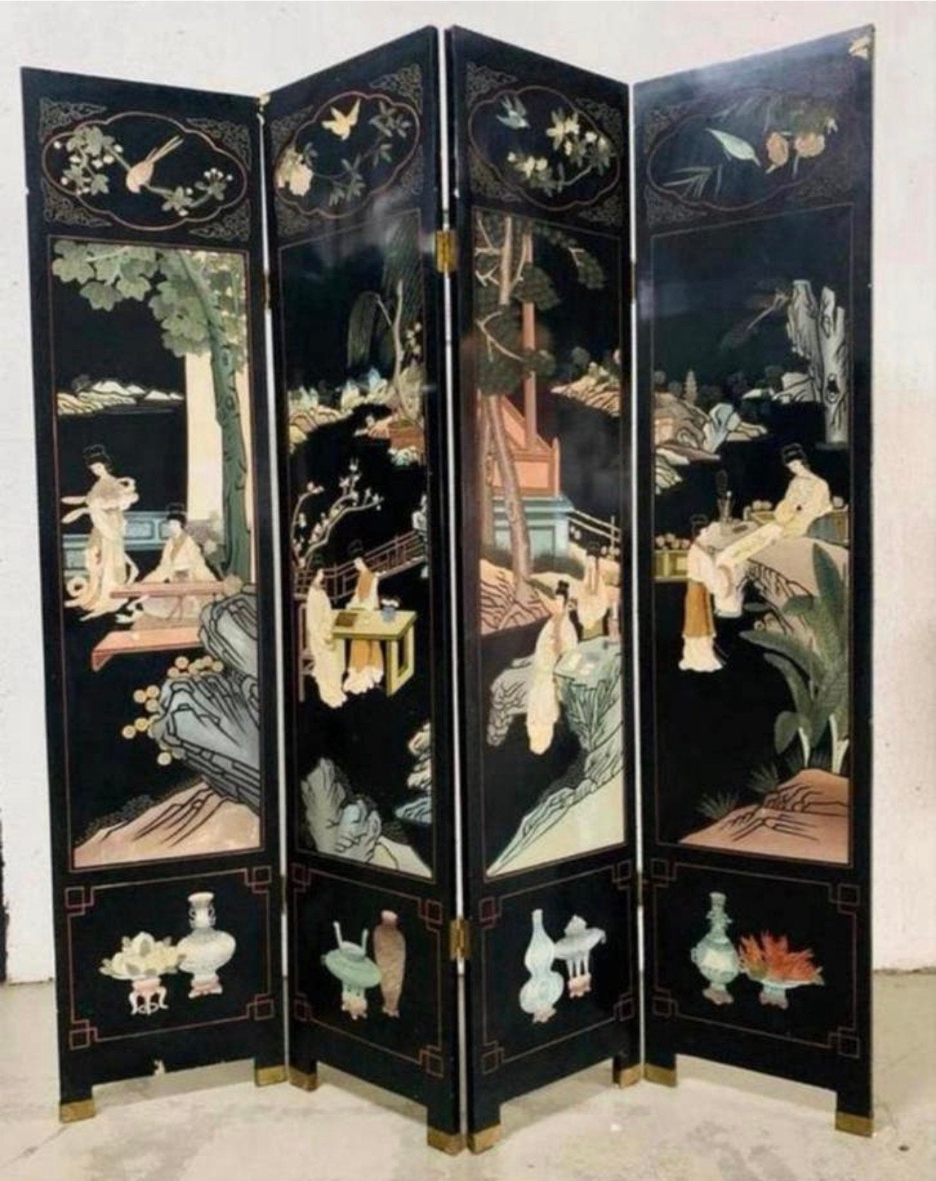 Vintage Chinees Lakscherm / Kamerscherm /Massief Hout, Ophalen