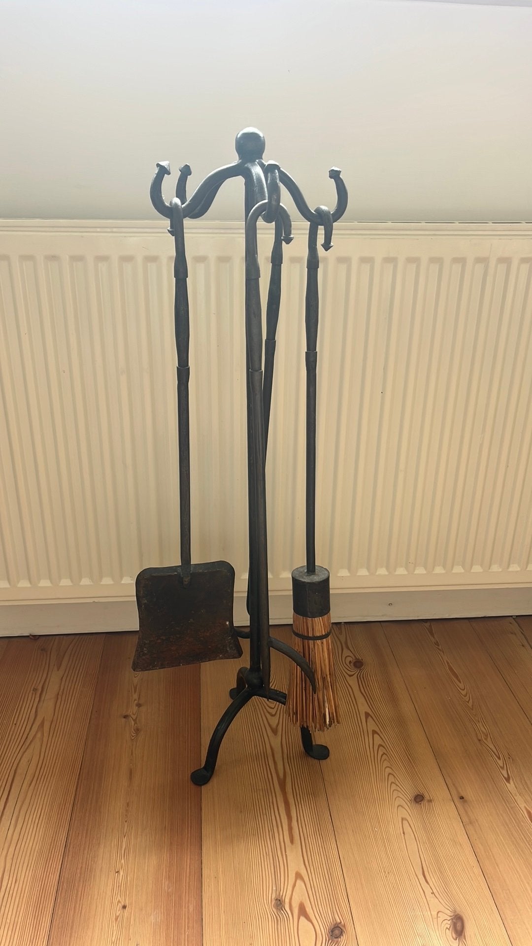 Antieke haardset, gereedschap voor open haard, Huis en Inrichting, Haarden, Ophalen, Gebruikt, Vrijstaande haard, Houthaard