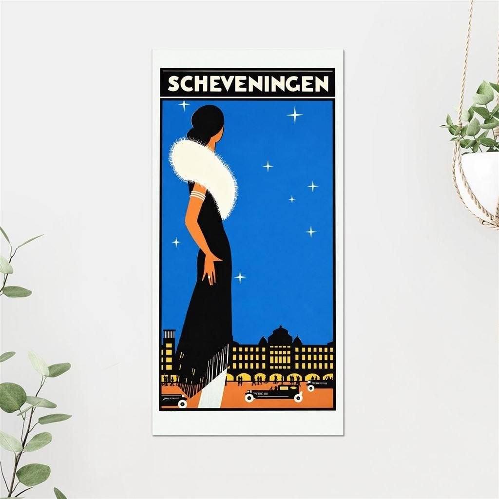 SCHEVENINGEN Vintage reis poster deco affiche [Reproduktie], Verzenden, Nieuw, A1 t/m A3, Film en Tv