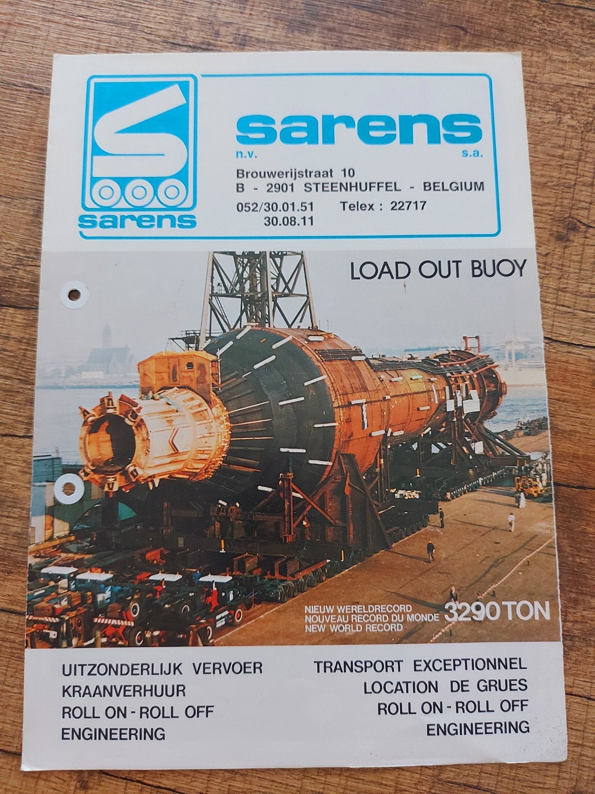 Sarens zwaar transport folder geperforeerd, Ophalen of Verzenden, Overige merken