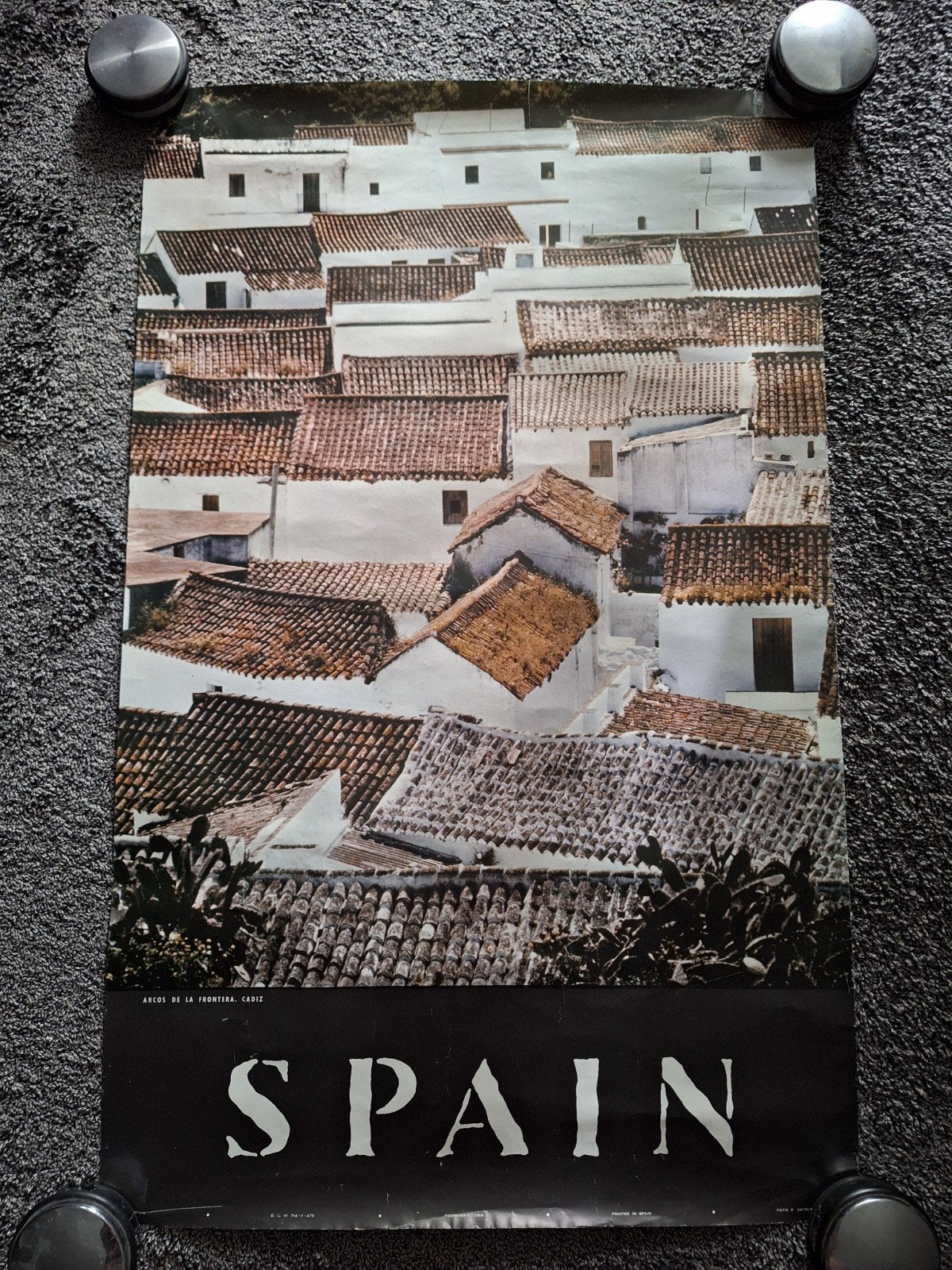 Vintage Spanje Poster - Arcos de la Frontera, Cadiz, Ophalen of Verzenden, A1 t/m A3, Overige onderwerpen, Rechthoekig Staand