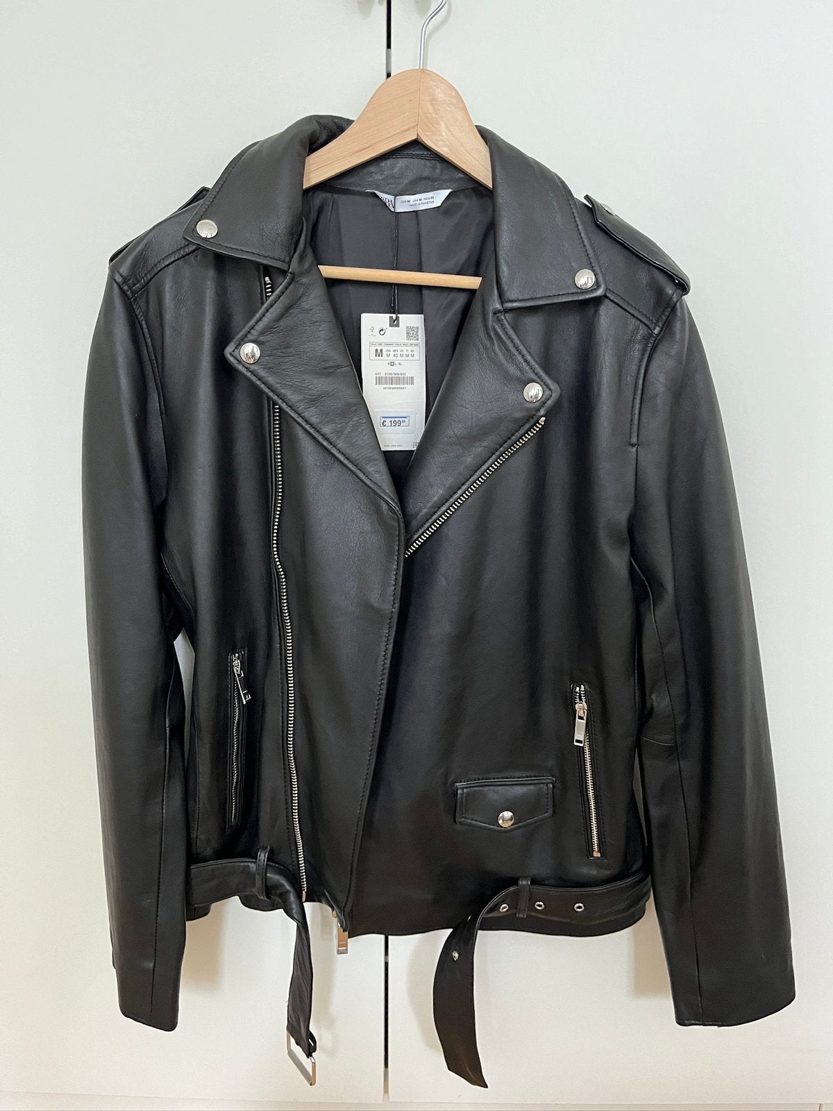 Prachtige lederen jas Zara M nieuw, Ophalen of Verzenden, Nieuw, Maat 48/50 (M), Zwart