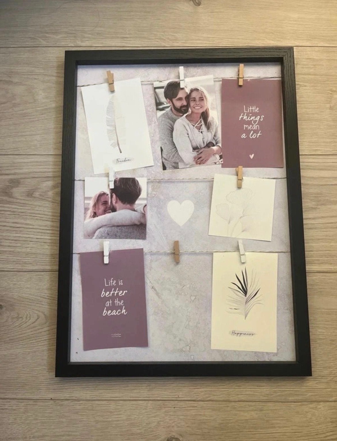 Fotolijst met clips en touwtjes - Zwart, Gebruikt, 52 cm, 38 cm, Ophalen of Verzenden