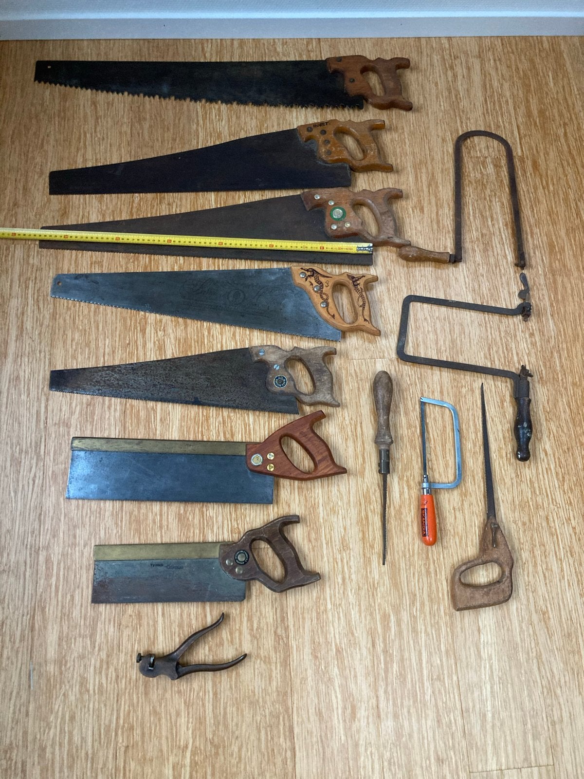 Grote collectie vintage zagen en handgereedschap, Antiek en Kunst, Ophalen of Verzenden