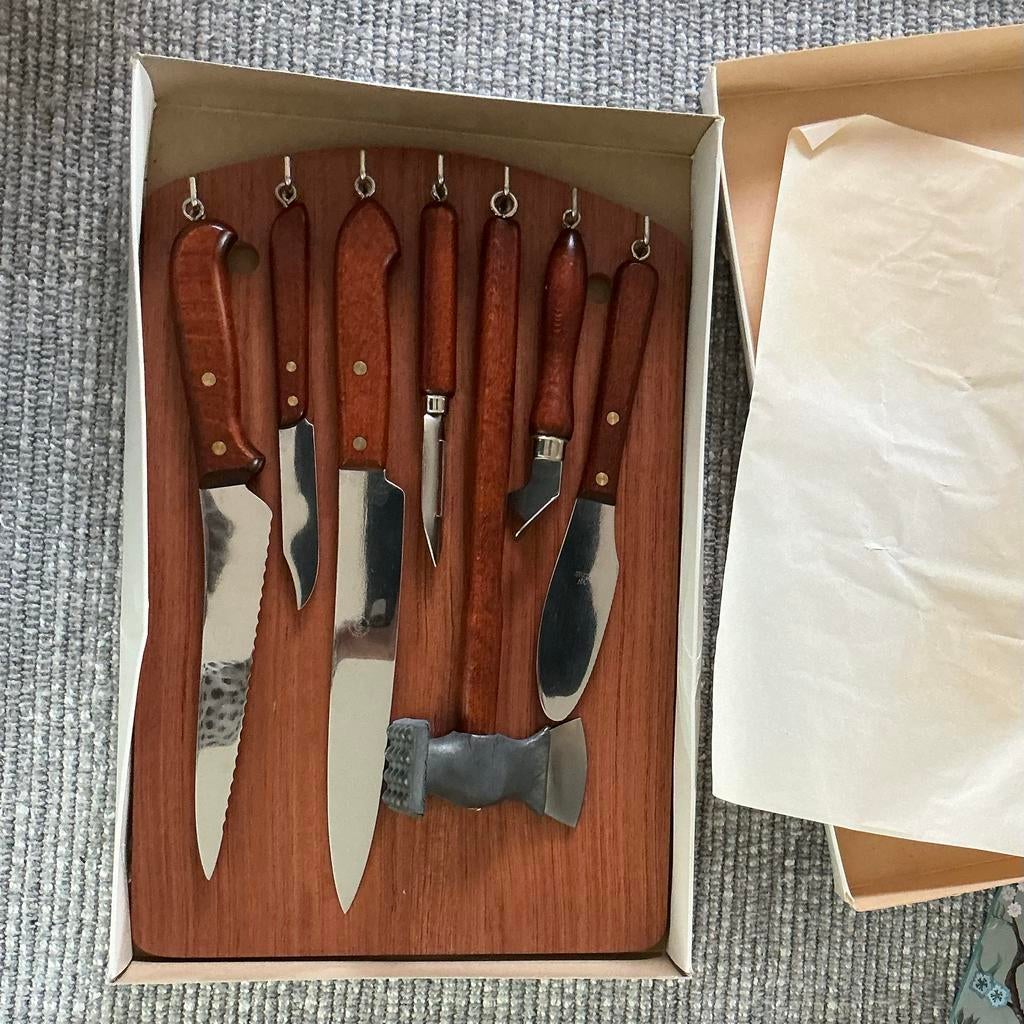 Vintage Kökssats Kitchen Set - Messen en Bijl, Overige typen, Hout, Nieuw, Ophalen of Verzenden